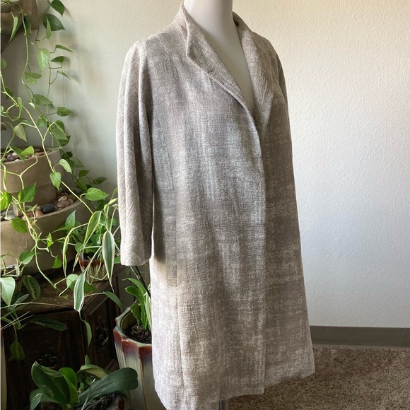 Eileen Fisher Beige Ivory 54% Cotton 26% Polyester Long Jacket size PS - Picture 3 of 12
